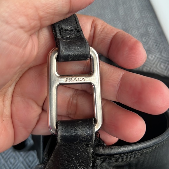 Rare Vintage PRADA Nylon Tessuto Leather Shoulder Hand Bag Purse Black GUC - Picture 14 of 15